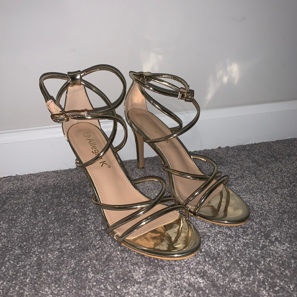 Used Golden strap up heels